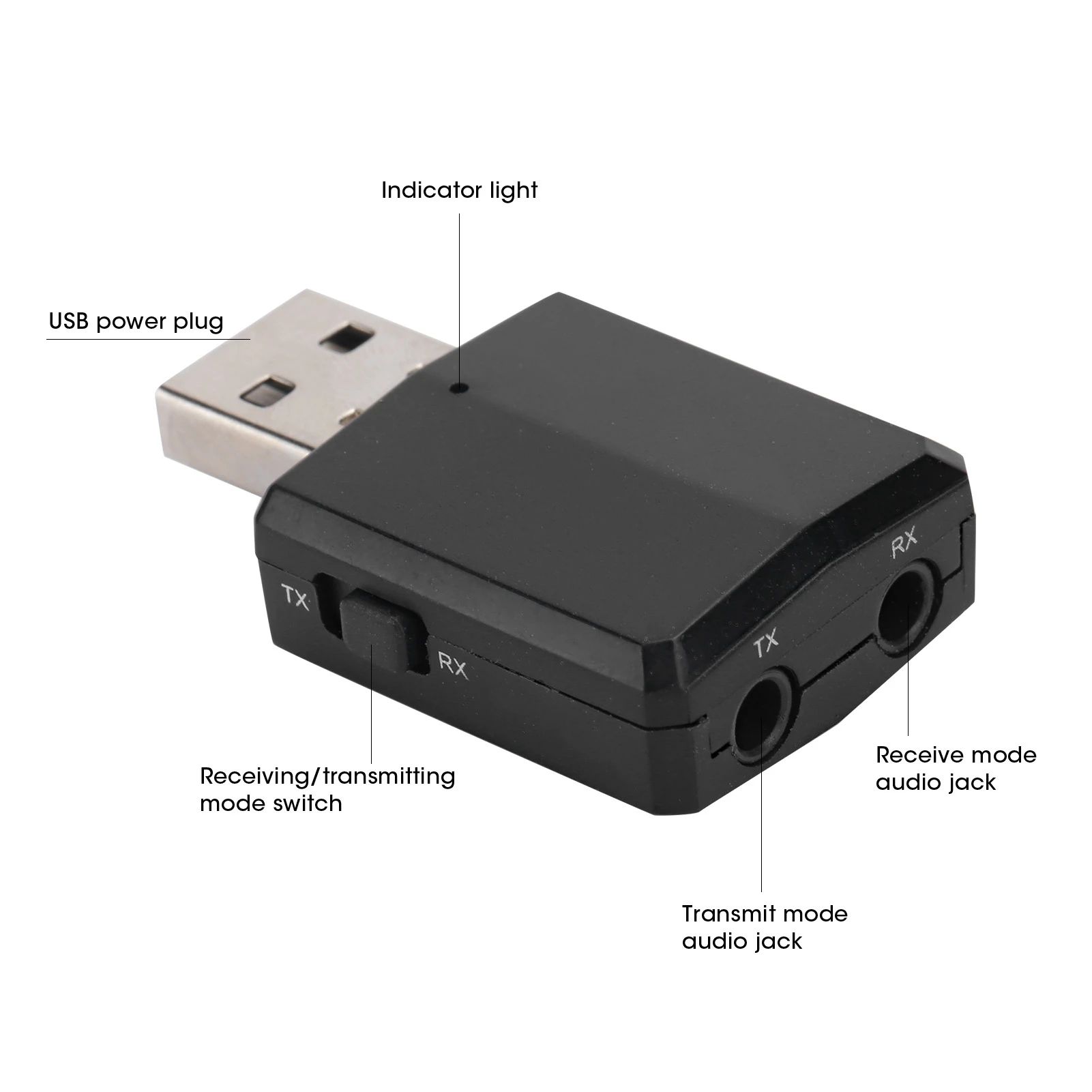 Audio Receiver Transmitter Sound Card Bluetooth5.0 Audio Receiver Transmitter USB Sound Card 3 IN 1 AUX  3.5MM Socket Adapter