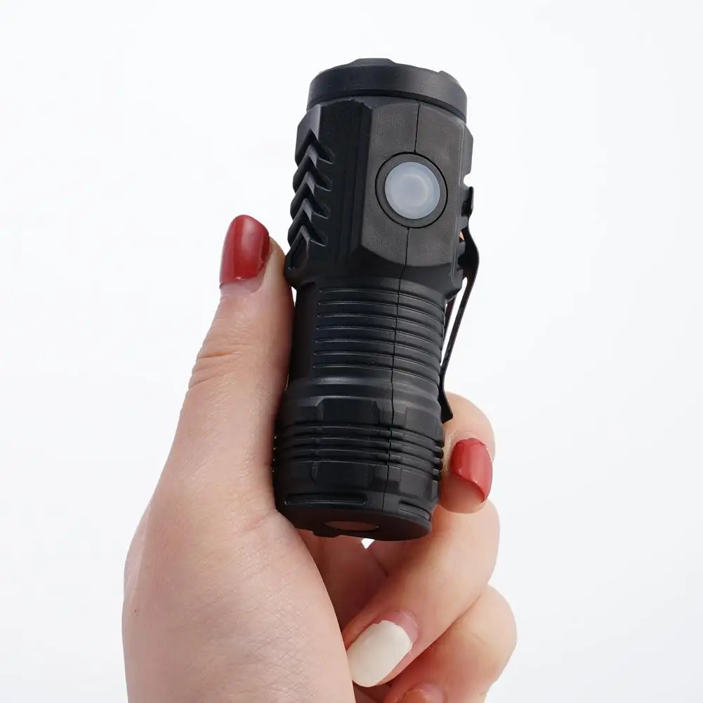 Flashlight Strong Light  Super Bright Mini Flash  Three Eyed ABS  Flashlight Waterproof Cap Clip Light