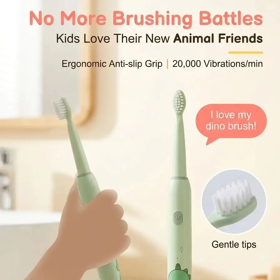 

Cute Cartoon Sonic Electric Toothbrush for Kids, Make Brushing Fun Rechargeable Electric Toothbrush for Toddlers, Soft Antibacte