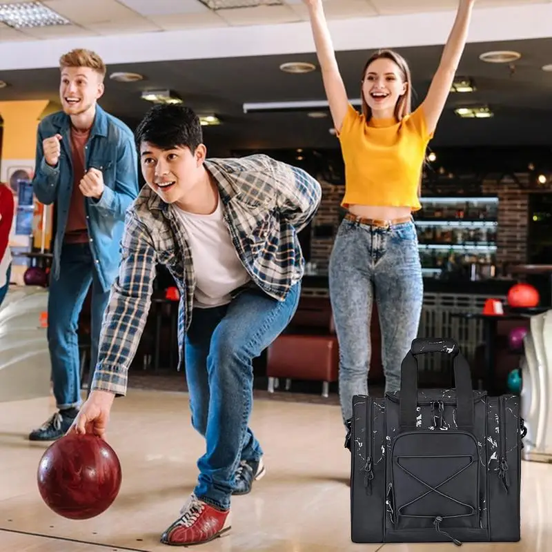 حقيبة حامل كرة بولينج واحدة ، حقيبة يد متعددة الوظائف بحزام قابل للتعديل ، مقصورة مبطنة ، تناسب أحذية كرة البولينج #5