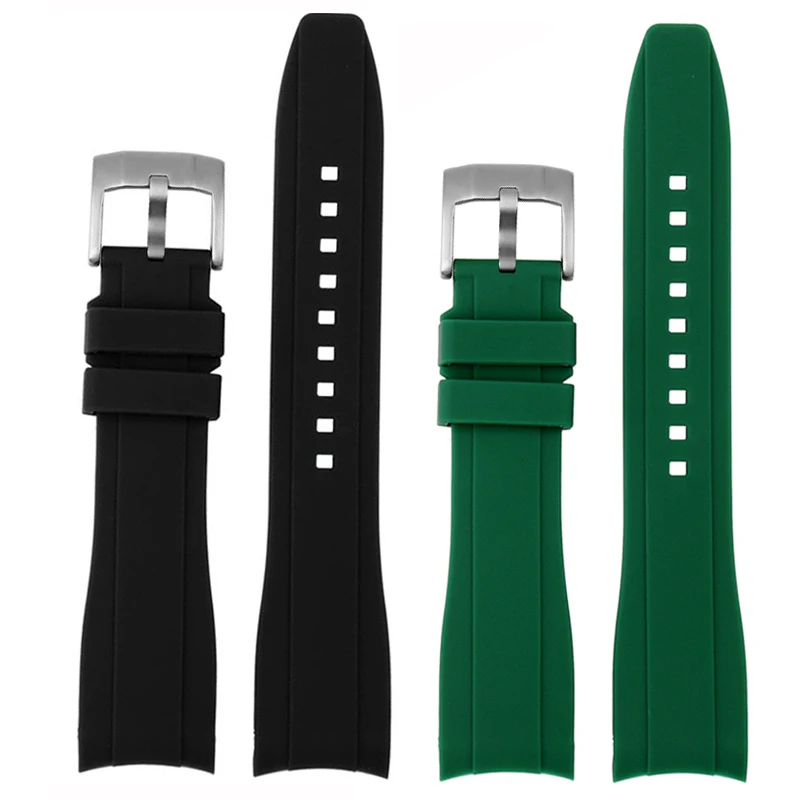 

20mm 22mm Curved End Silicone Rubber Watchband Strap for Men Women Water Ghost Seiko Citizen BN0193 Tissot Sport Wristband