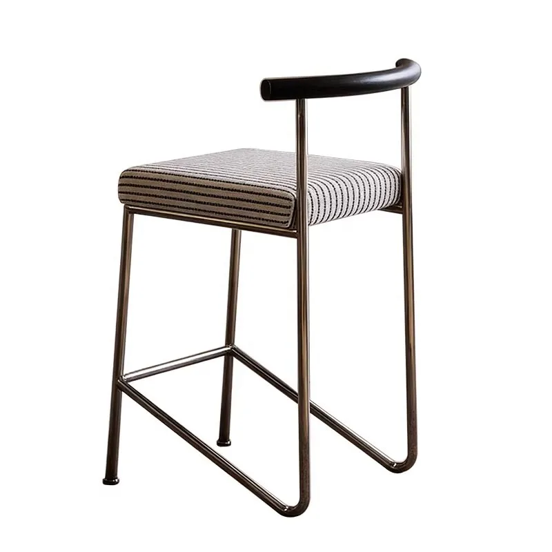 

Retro style cafe bar chair medieval homestay stainless steel high stool home Internet celebrity ins backrest island chair