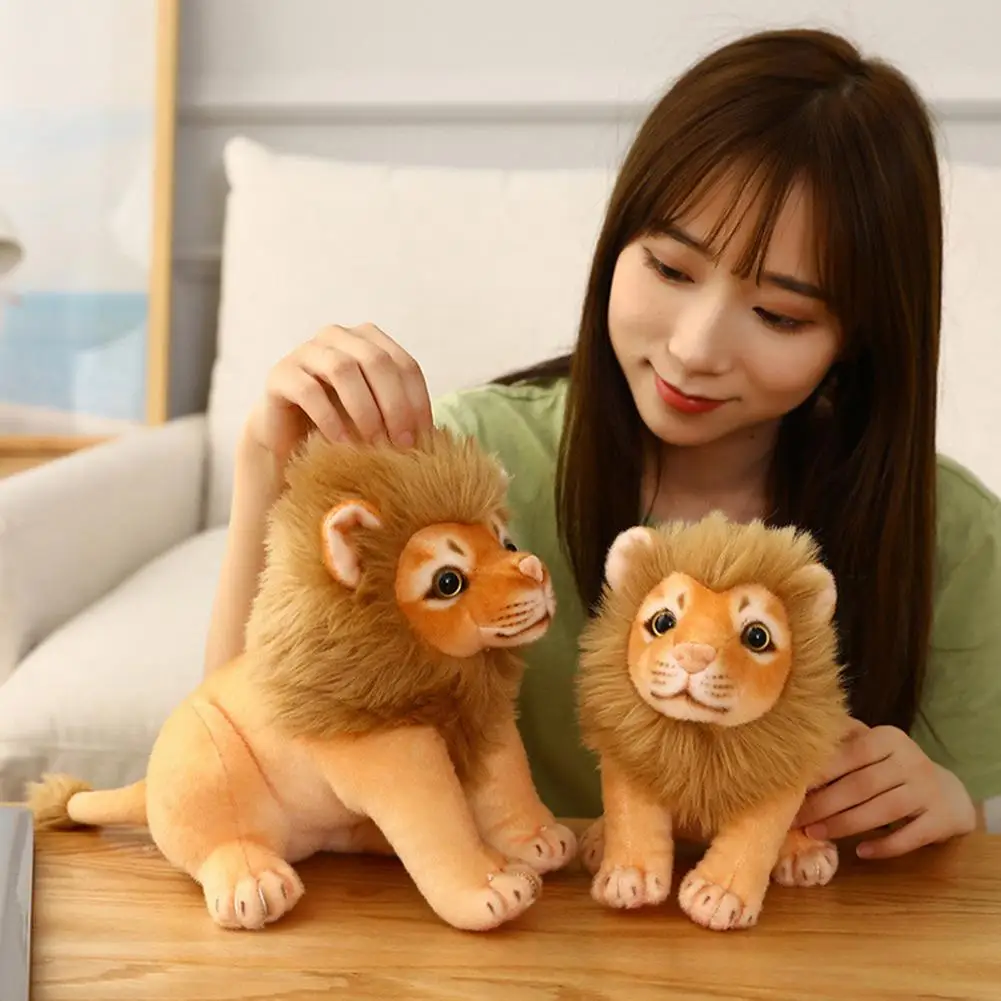 Real Life Lion Stuffed Toy, Brinquedo de pelúcia, Xmas Gift, Simulação Boneca Animal, Modelo bonito, Almofada, Crianças Gfit, 23 cm, 28cm