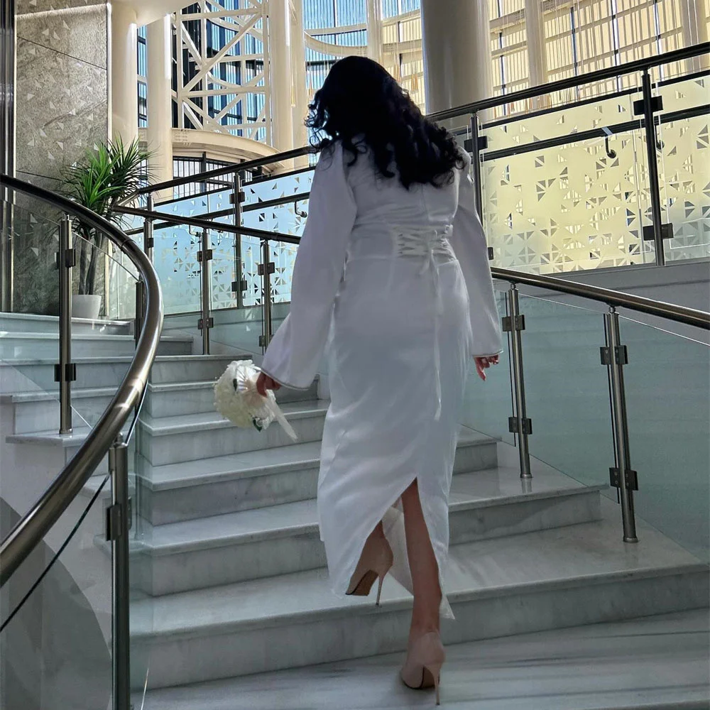 Royet simples clássico quadrado pescoço manga longa sereia vestido de noite comprimento do tornozelo elegante vestido de baile personalizado novo 2025