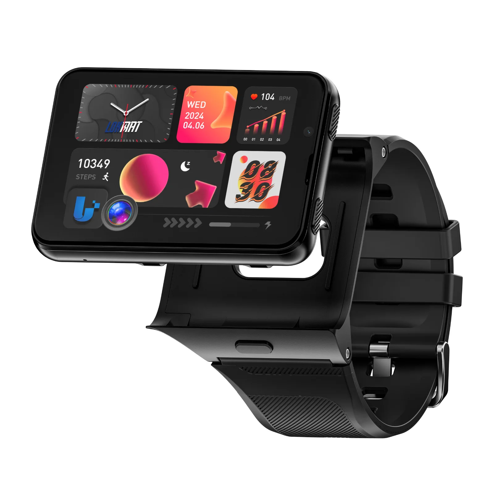 LOKMAT ROM 128G APPLLP MAX Android Smart Watch 4G Network Wifi Video Calls Watch Phone Dual Camera Detachable Strap RAM 6G
