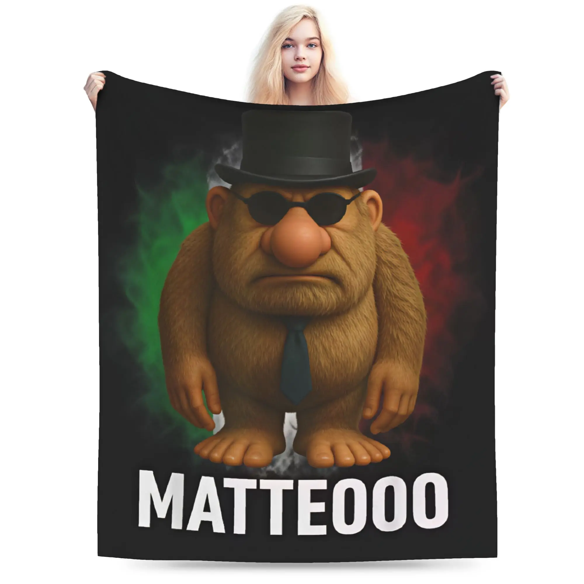 Matteooo Italian Brainrot Meme Soft Cozy Blanket For Couch Bed  Print Bedding Throws Winter Plane Travel Flannel Bedspread