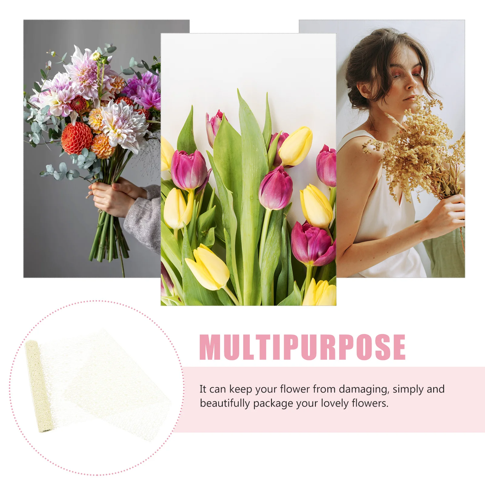 

1 Roll Jacquard Net Mesh Yarn For Flower Bouquet Packaging Polyester Wrapping Yarn For Wedding Party Gift Decor, Craft Supply