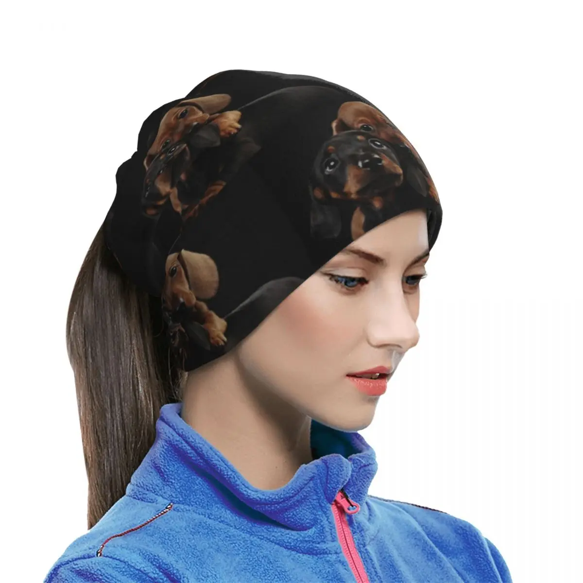 Dachshund Dog Portrait Photo Pupies Bandana Neck Gaiter Printed Mask Scarf Running Balaclava For Men Women Adult All Season