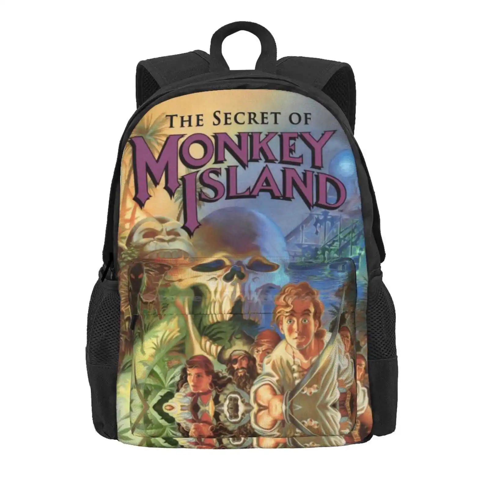 The Secret Of Monkey Island Hot Sale Schoolbag Backpack Fashion Bags Island Guybrush Threepwood Videogame Pirate Retro Lechuck