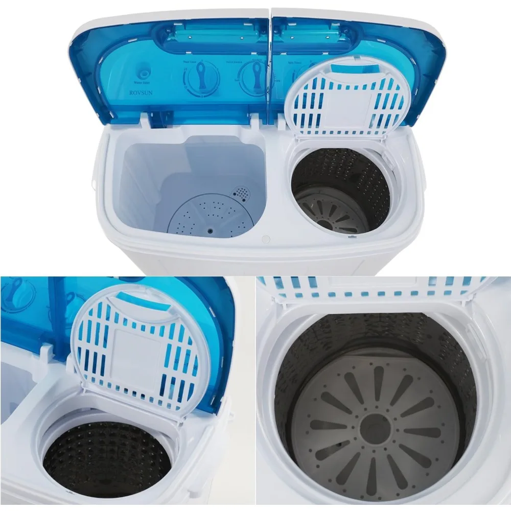 15LBS Portable Washing Machine with Draining Pump Electric Mini Washer Twin Tub Washer