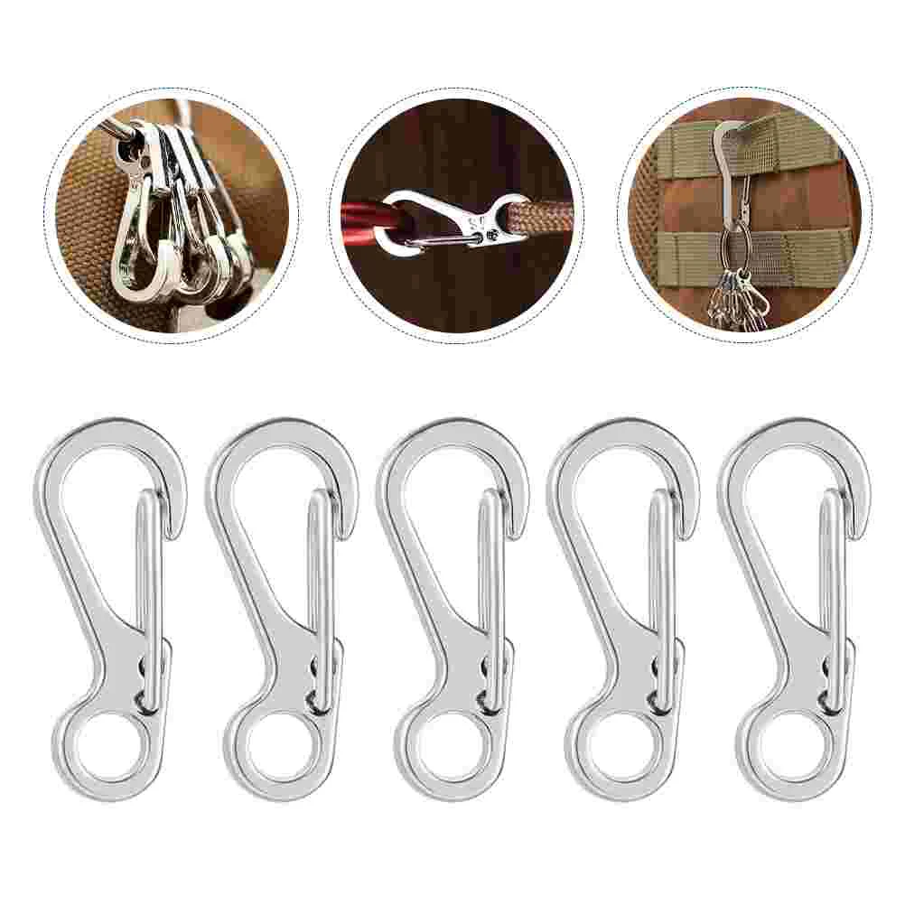 10 Pcs Clothes Racks Buckle Metal Key Buckles Hanging Chain Zinc Alloy Rings Elastic Outdoor Hangers Silver Keychain