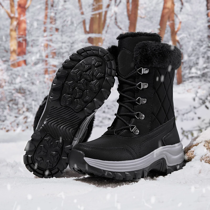 Women Shoes Winter Boots Waterproof Snow Boots Mid-Calf Plush Warm Boots Female Platform Outdoor Comfortable Booties for Women