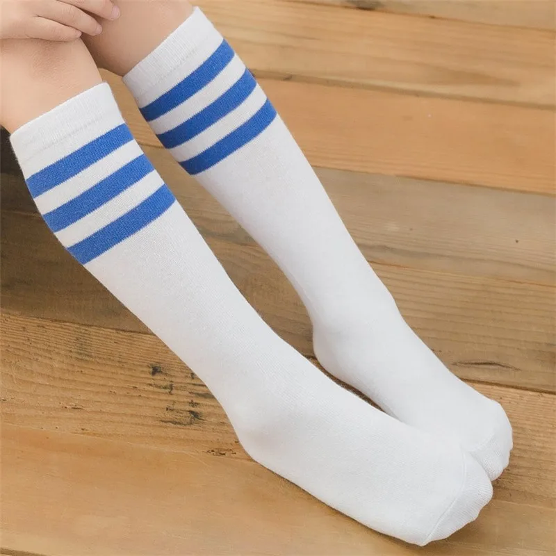 Children Knee High Cotton Socks Boy Girl Baby Students Stripe Soft Sport\'S Socks For Spring Autumn 1-10 Years Kids Golf Socks