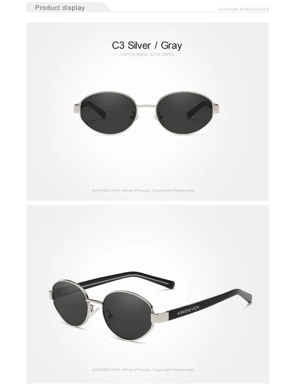 KINGSEVEN Retro Luxus Sonnenbrille Frauen Männer Polarisierte UV400 Legierung Oval Anti-glare Mode Gläser Fahren Kausalen Marke Brillen – Detail 5