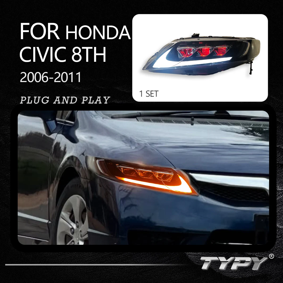 

TYPY New LED Tail Lamp Upgrade Modified For Honda Civic 8th Headlight 2006-2011 Dynamic Signal Tail Lamp Auto Accessories