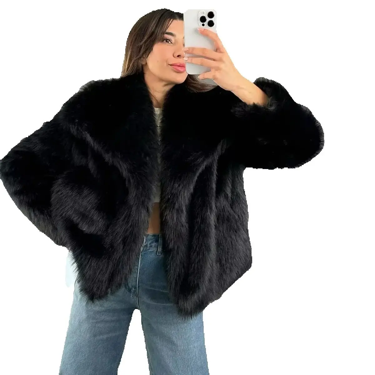 

Красивая оптовая женская короткая куртка на осень/зиму, новинка 2025 года, из искусственного меха, в европейском и американском стиле