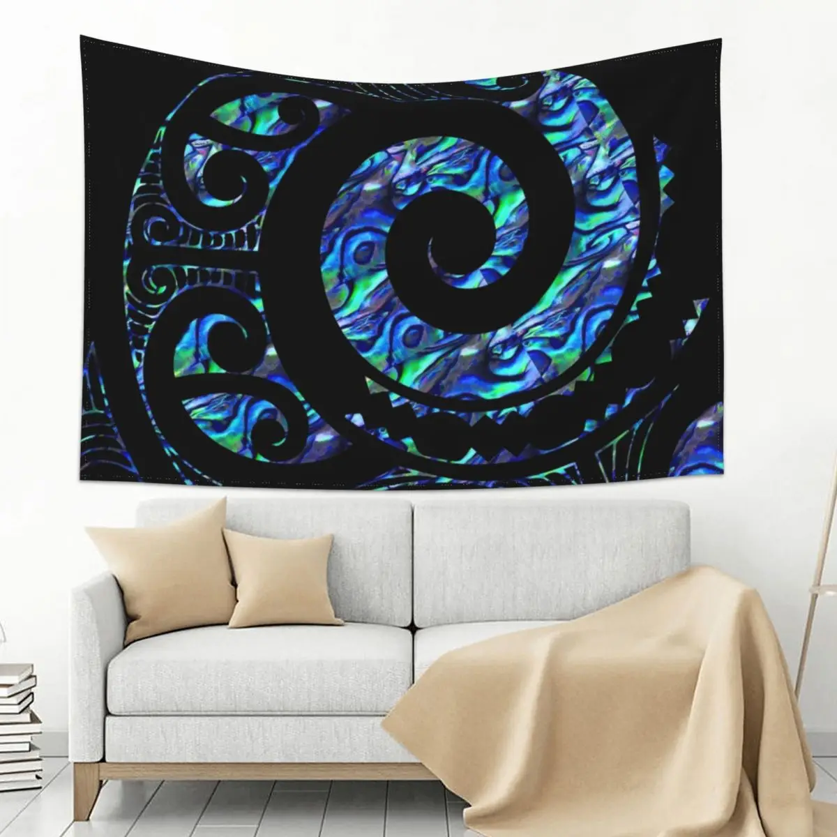 

New Zealand Māori Paua Tattoo Koru Design Tapestry Decoration Room Custom Wall Hanging Decor Wall Decorations Tapestry