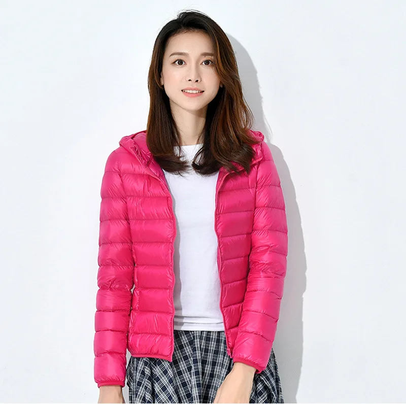 Plus Size S-8XL Down Jacket Women Short Portable Lightweight Warm Slim Fit  White Duck Down Padded Coats for Women JK-048
