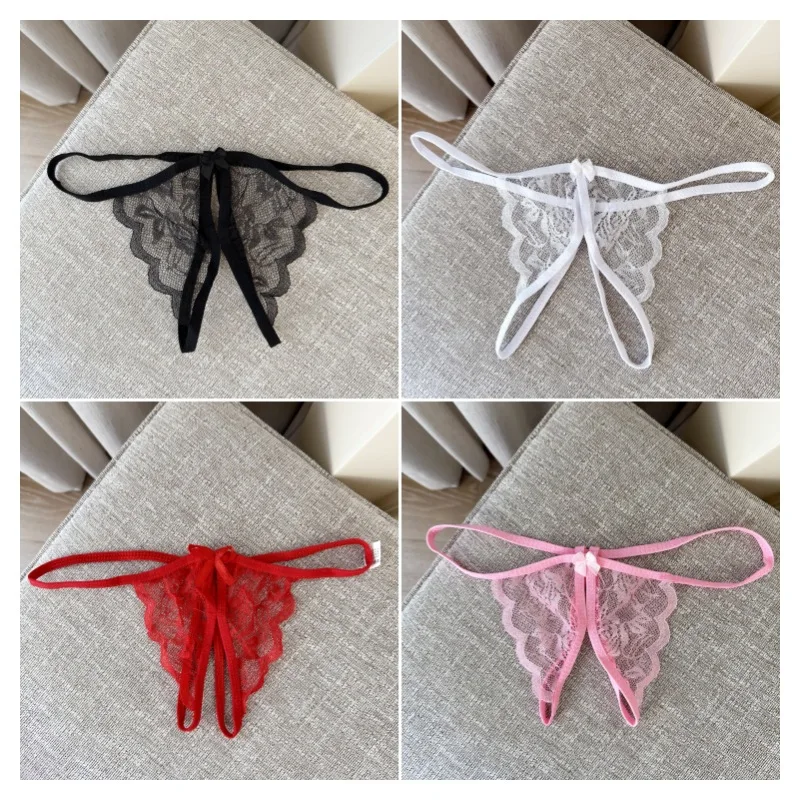 Female Sexy Lace Lingerie Panties Fashion Design Transparency Hollow T Pants Three Point Underwear for Women