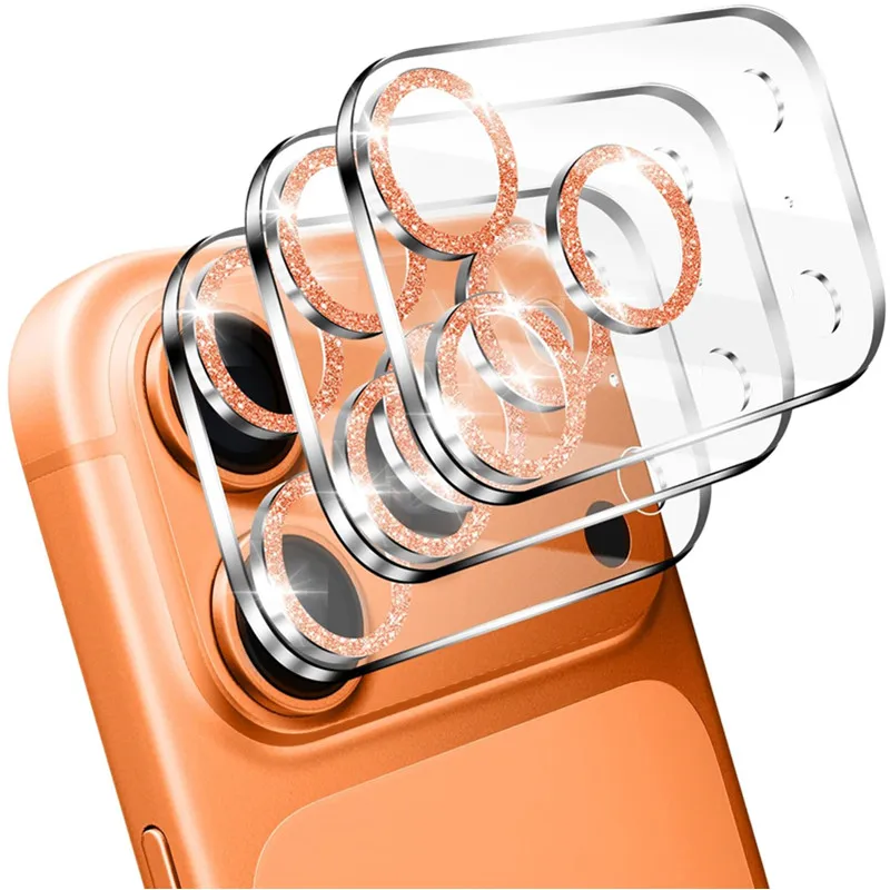 3er-Set Glitzer-Kameralinsen-Schutz für iPhone 17 Air 16 15 14 Pro Max Plus 13 Mini 17Pro I17 Glas Vollschutz Zubehör