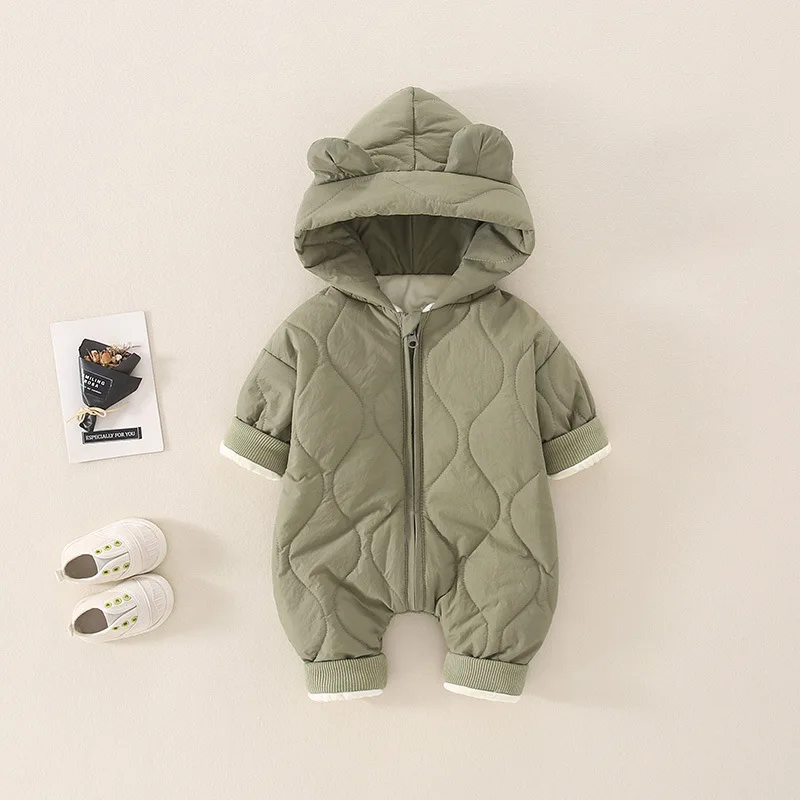 Newborn jumpsuit for autumn and winter children\'s warmth Long sleeved thickened jumpsuit for girls and boys Warm romper