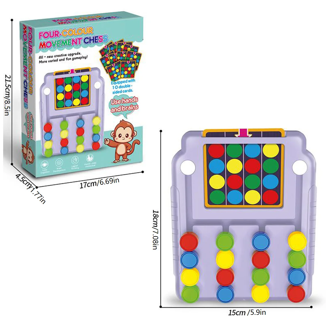 Four-Color Tic-Tac-Toe Logic Thinking Training Color Recognition Pairing Early Education Puzzle Toy for Kids view 6