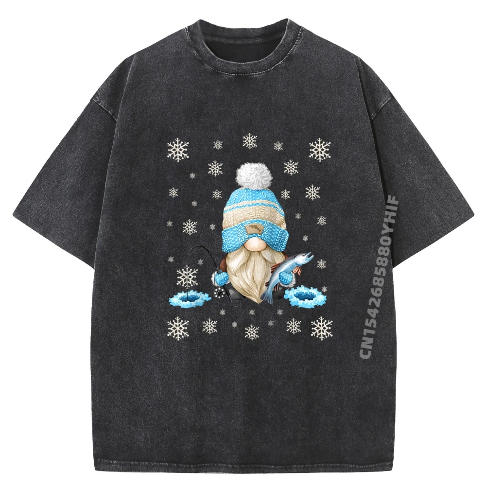 

Футболка с обычным принтом для зимней рыбалки, гномы, мужские футболки с рисунком для мужчин, классические потертые рубашки, мужские винтажные стили