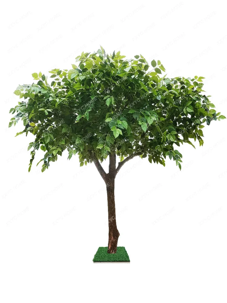 Living Room Solid Wood Large Pot Imitative Tree Decoration Fake Trees Hotel Lobby Soft Decoration Fake Green Plant