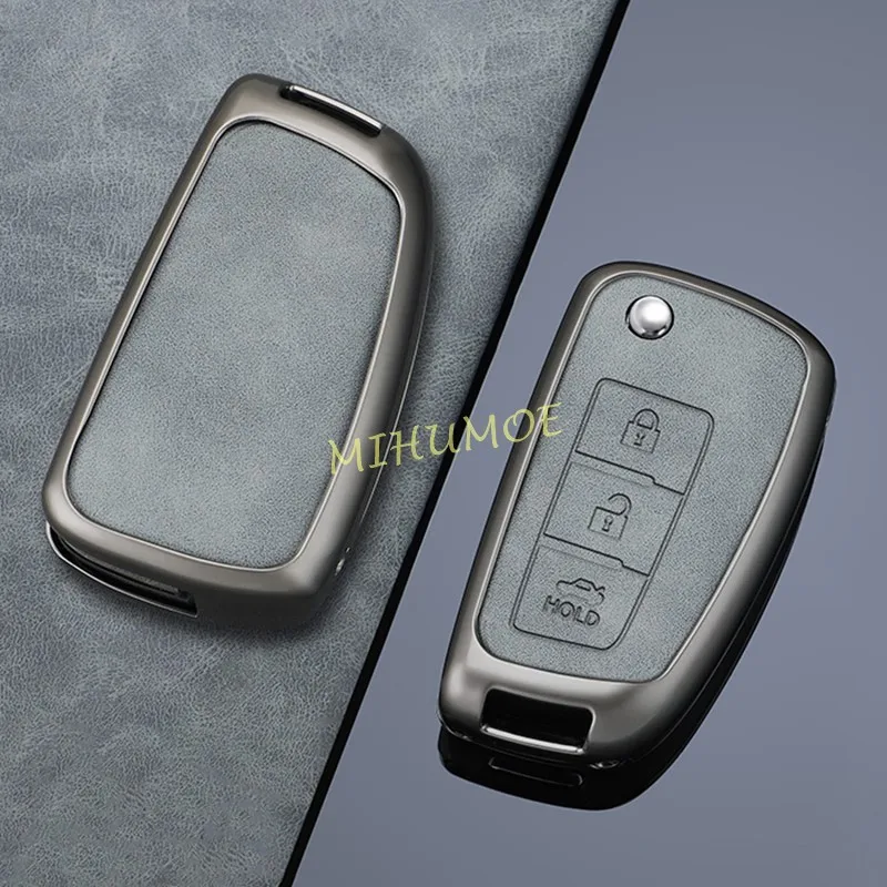 Voor Nissan Rogue X-Trail T32 Qashqai 2014-2020 / Kicks Juke 2020-2024 Metalen Lederen Auto Flip Key Case Cover Shell Fob Protector