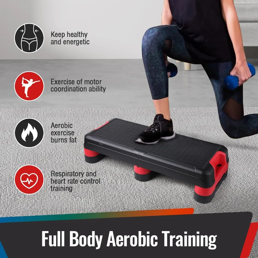 Plate-forme pliante pour exercices aérobiques, pour l'entraînement à domicile, Stepper d'entraînement configurable à 3 hauteurs, pour le bureau, l'intérieur et la maison, 33.5