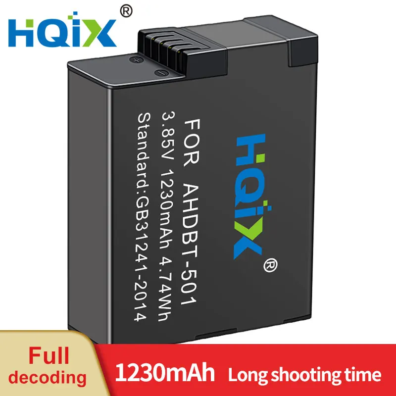 HQIX for Gopro Hero 5 Gopro Hero 6 Gopro Hero 7  Camera AHDBT-501 Dual Battery Charger