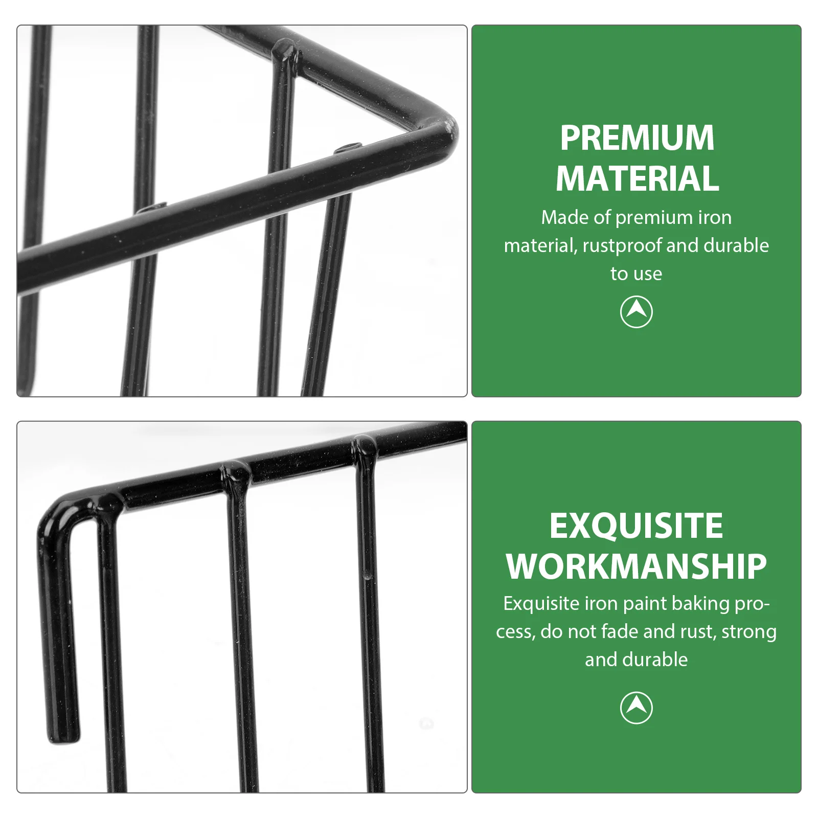 Cesta de almacenamiento de hierro a prueba de herrumbre, rejilla para colgar en la pared, organizador sin clavos para sala de estar, cocina, baño y hogar, 2 uds.