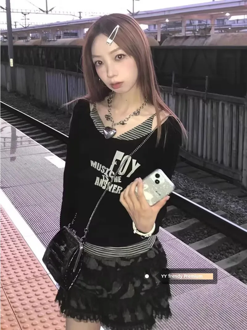 

Ретро-американский стиль, длинный рукав, женский зимний новый топ с полосатыми вставками, приталенный, с эффектом утягивания талии, сексуальный, модный, с V-образным вырезом