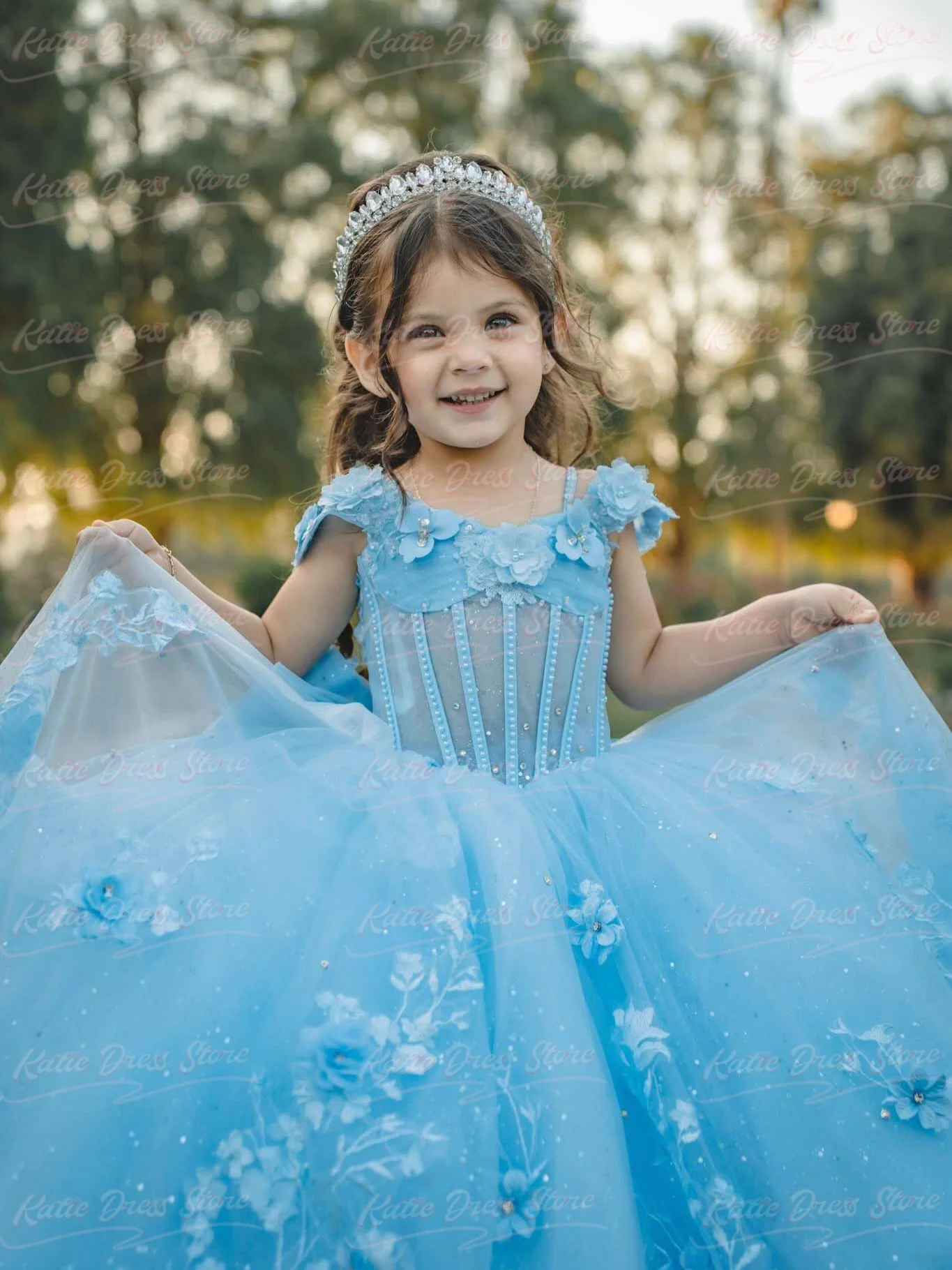 Elegant Customized Flower Girl Dress For Wedding Tulle Puffy Lace Applique Bow Kids Birthday Party First Communion Ball Gowns