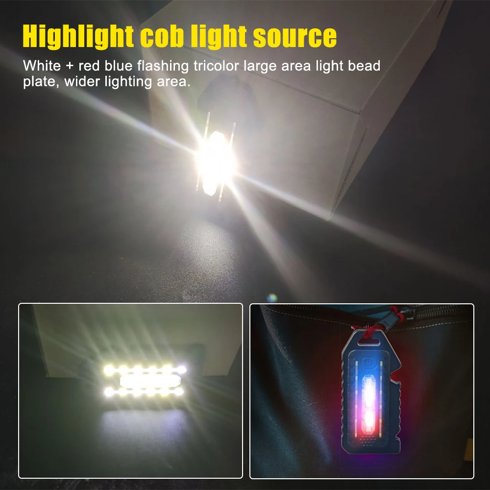 Keychain Flashlight Multifunctional Rechargeable Mini Led Light Portable Selfdefense Whistle Built In 800mAh Battery For Outdoor