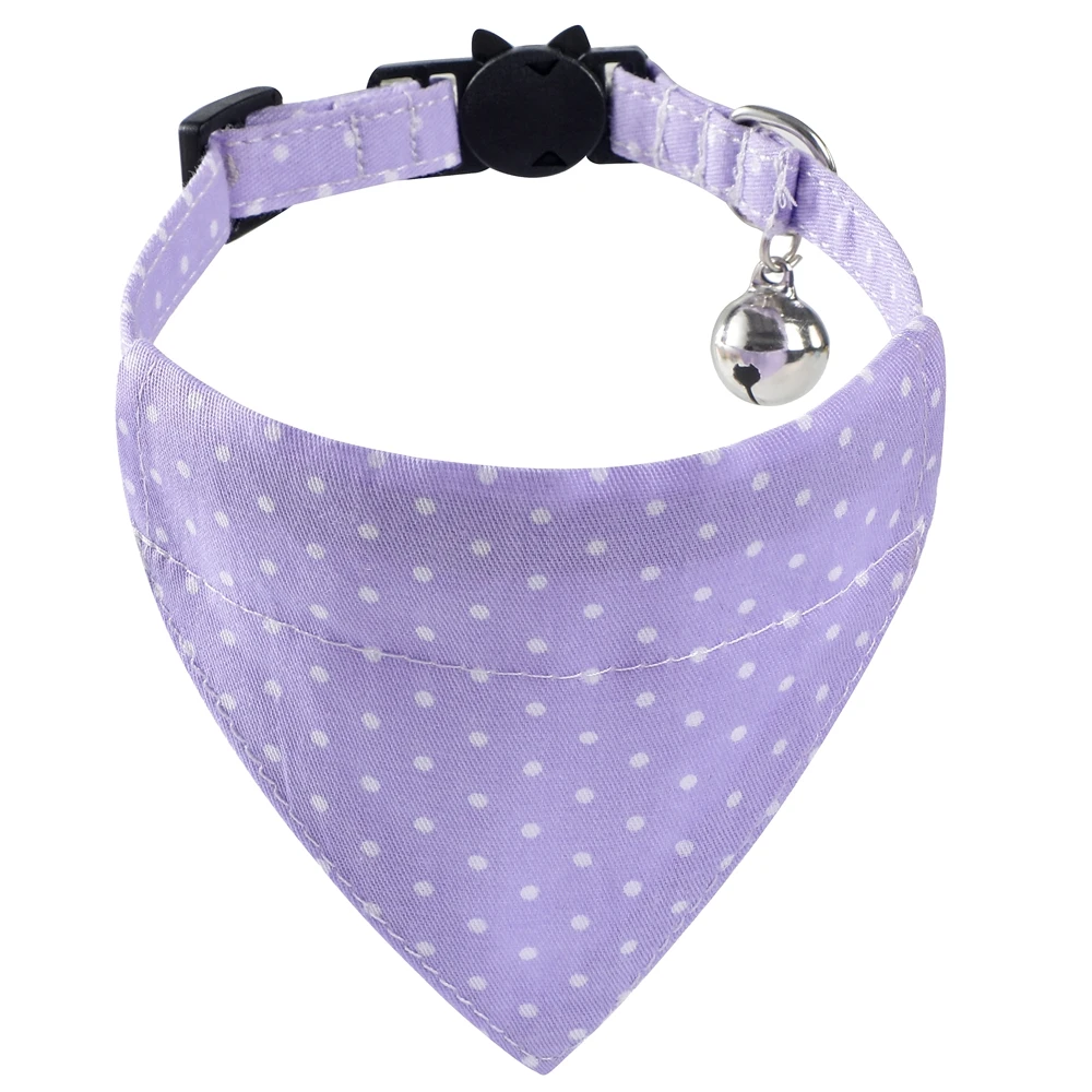 Adjustable Dot Collar for Kitten and Cat, 100% Cotton, Bandana, Scarf, Bibs, Bell, Adjustable Pet Accessories, Chihuahua, Yorkie