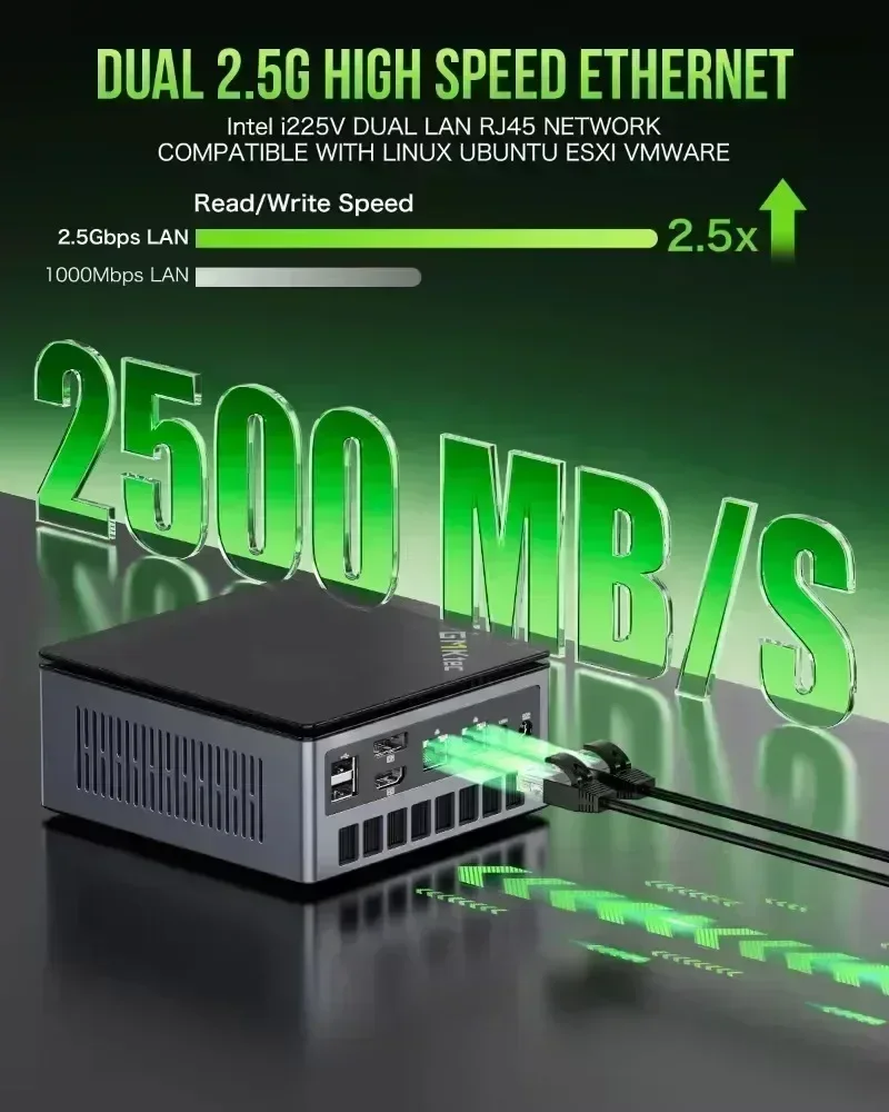 GMKtec M7 Mini PC R7 PRO 6850H Windows 11 Pro DDR5 4800MHz NVMe PCIe 3.0 WiFi 6 BT5.2 USB4.0 2 Fans 70W TDP Oculink Port Gaming