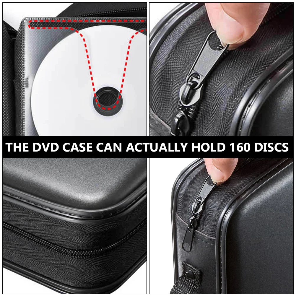 160 Capacity CD DVD Storage Bag Large PP Material Disc Case Zipper Closure Portable ganizer Pouch 160CDs Scratch Resistant Car