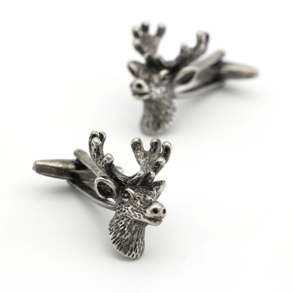 Deer Cuff Links For Men Vintage Sika Deer Design Quality Brass Material Black Color Cufflinks Wholesale&retail