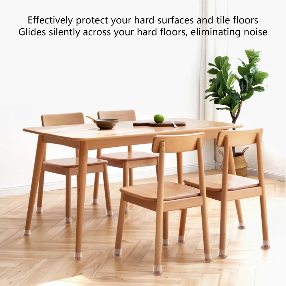 24pcs Practical Mute Chair Feet Covers Thickened Round Shape Furniture Pads Transparent Stool Foot Pads Dining Chairs