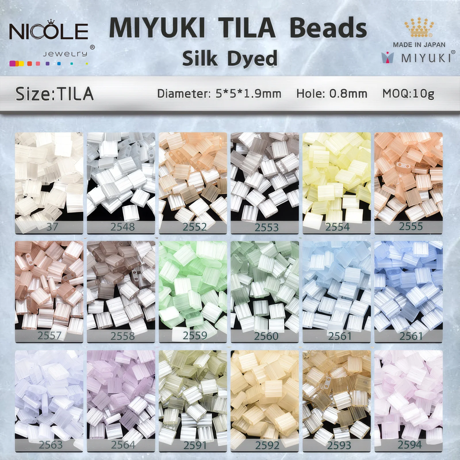 2-Hole MIYUKI TILA Beads 5*5*1.9mm Silk Dyed Series Japanese Seed Bead for Bracelet Necklace Earring Jewelry Making