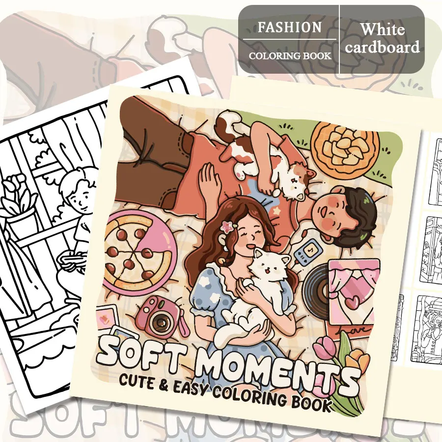 Libros para colorear de momentos esponjosos, escenas acogedoras, fácil colorear, para padres en casa, bricolaje infantil, relajarse, desplegar, aumentar la creatividad