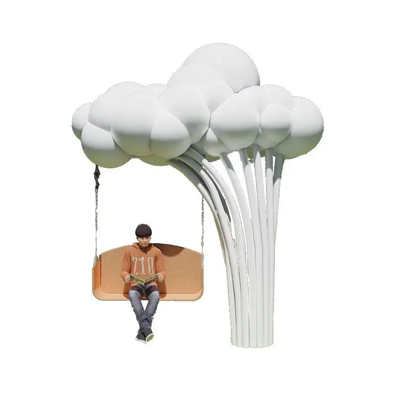 Outdoor Internet celebrity photo play cartoon cloud swing seat fiberglass wrought iron sculpture floor love decoration ornament
