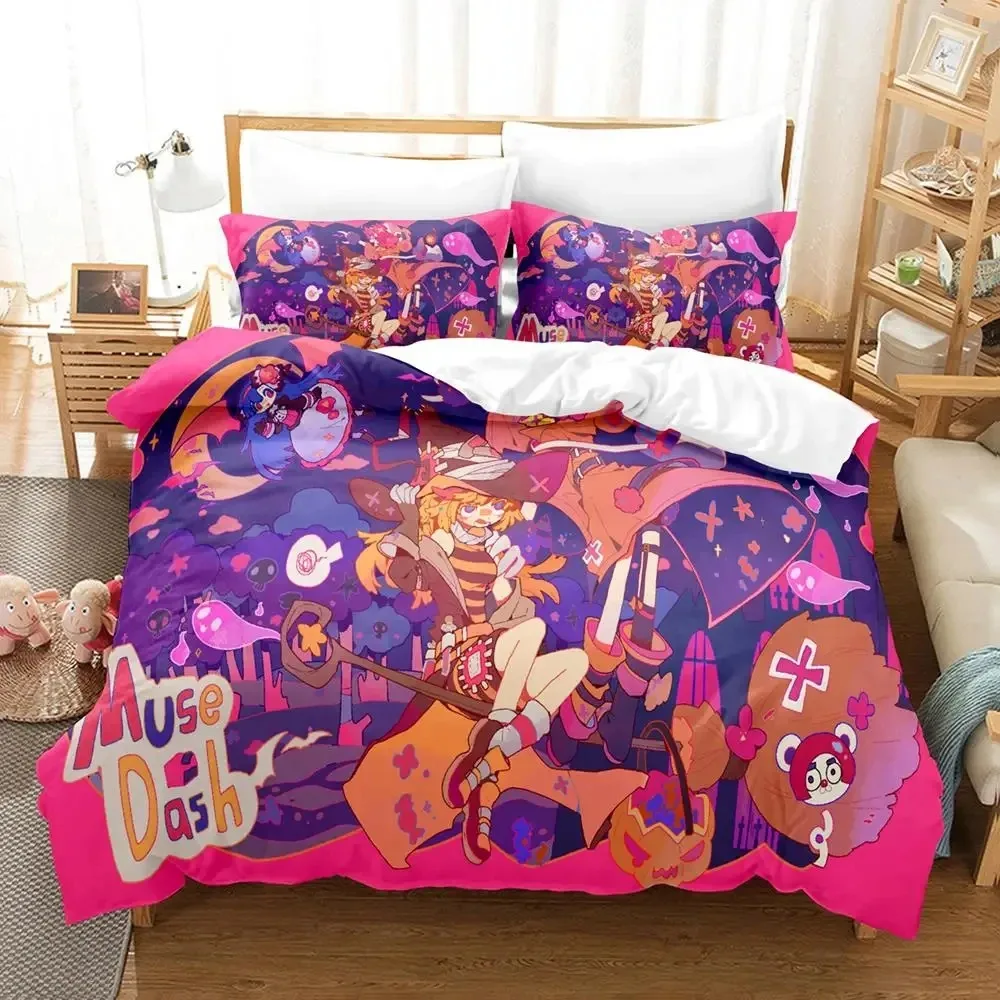 

Anime Muse Dash Game Bedding Set Duvet Cover Bed Set Quilt Cover Pillowcase Comforter king Queen Size Boys Adult Bedding Set