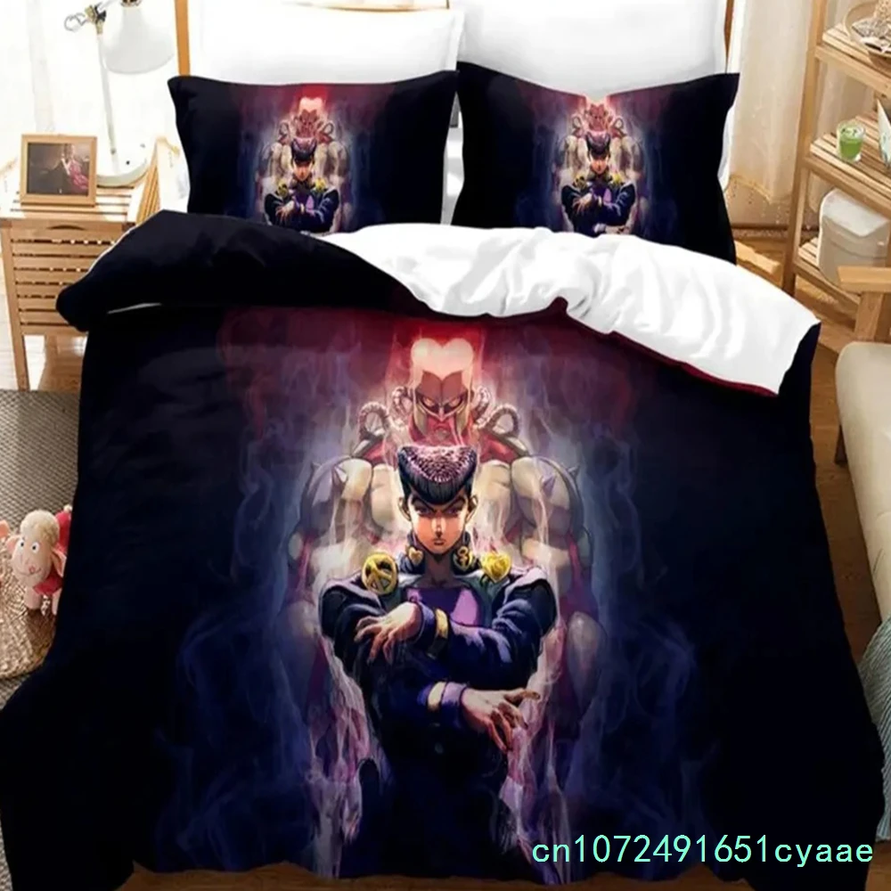 3D Print Anime JoJo Bizarre Adventure Jotaro Kujo Bedding Set Boys Girls Twin Queen Size Duvet Cover Pillowcase Bed Boys Adult