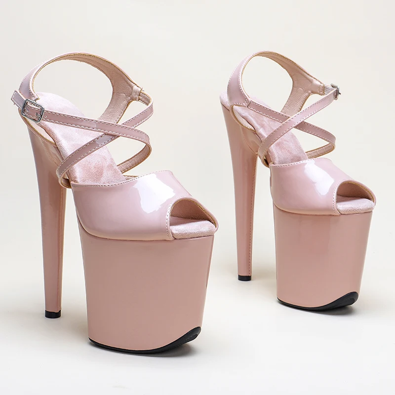 

Leecabe 8Inch/20cm Patent Leather Stripper Shoes Women Sandals Platform Sexy Summer High Heel Buckle Fashion Show sandals 1B