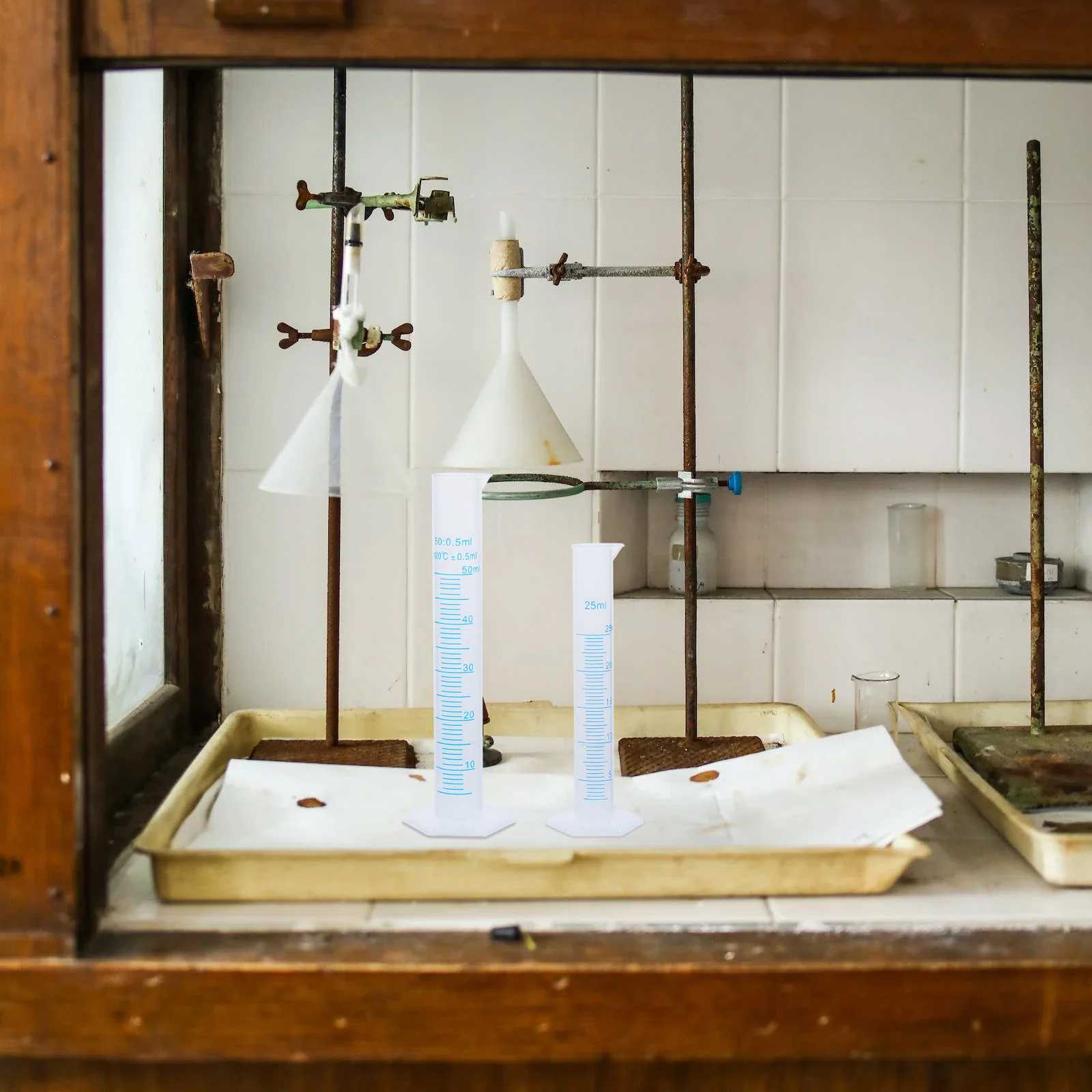 

4pcs Plastic Cylinder Set 10ml 25ml 50ml 100ml Transparent Food Graduated Measuring Cylinder Grade Lab Test Wide Rim Stable Base