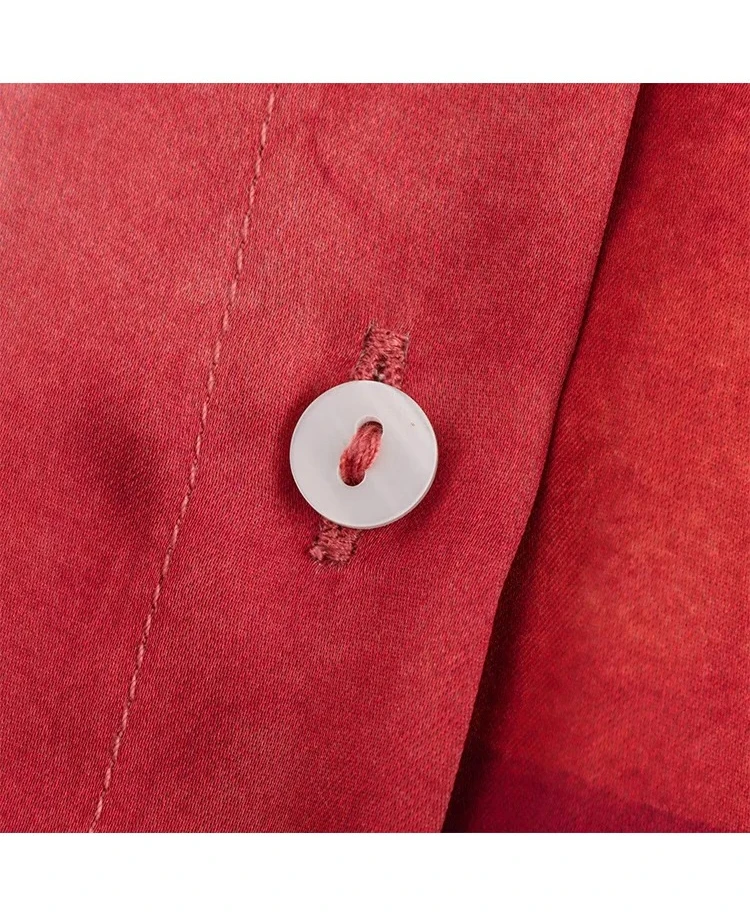 السيدات هندسية مطبوعة بلوزة الربيع السيدات قميص متعدد الألوان المطبوعة طية صدر السترة كم طويل #3