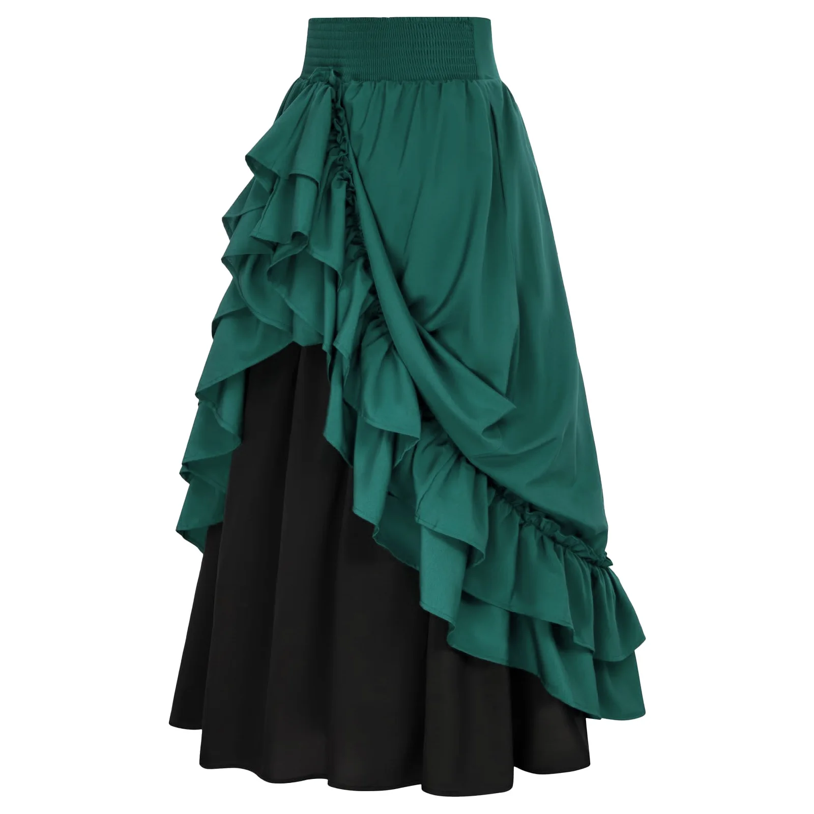 Renaissance Costume Women Medieval Drawstring High Low Skirt Steampunk Ruffles Skirts Halloween Carnival Suit