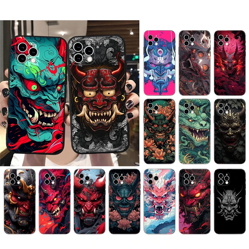 Oni Mask Japan Art Phone Case For iphone 15 14 Pro Max 13 12 11 Pro Max XSMax XR 12 13 mini 14 Plus